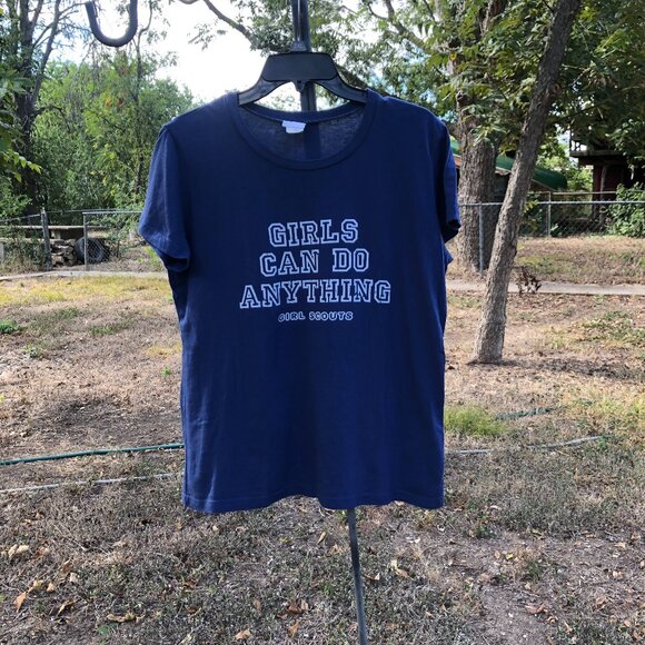 Vintage Girl Scout Blue T-shirt, Size Large - Picture 1 of 8